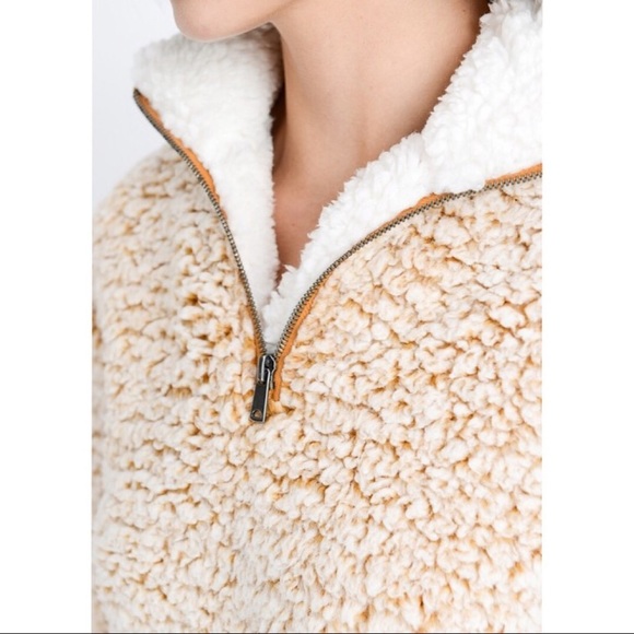 Last one! Teddy Bear Faux Sherpa 1/4 Zip Pullover - Picture 11 of 13